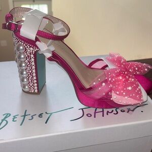 Brand New Betsey Johnson Fuchsia Heels with Pearl Accents